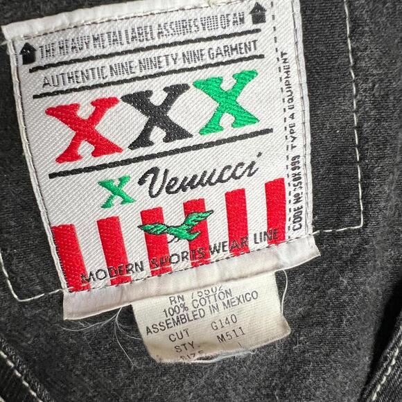 Vintage Gino Venucci Denim Work Vest Black L-XL Utility Western XXX Heavy Stitch - Picture 9 of 14
